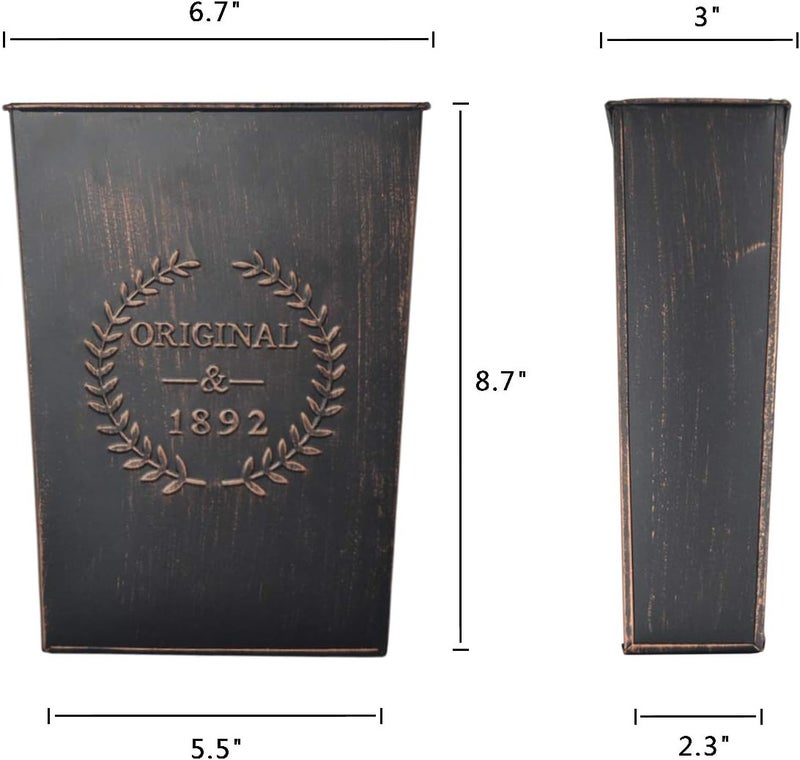 LESEN Rustic Metal Wall Planter Country Home Hanging Wall Vase Pocket for Plants or Flower Indoor or Outdoor Farmhouse Wall Decor,Set of 2 - Image 4